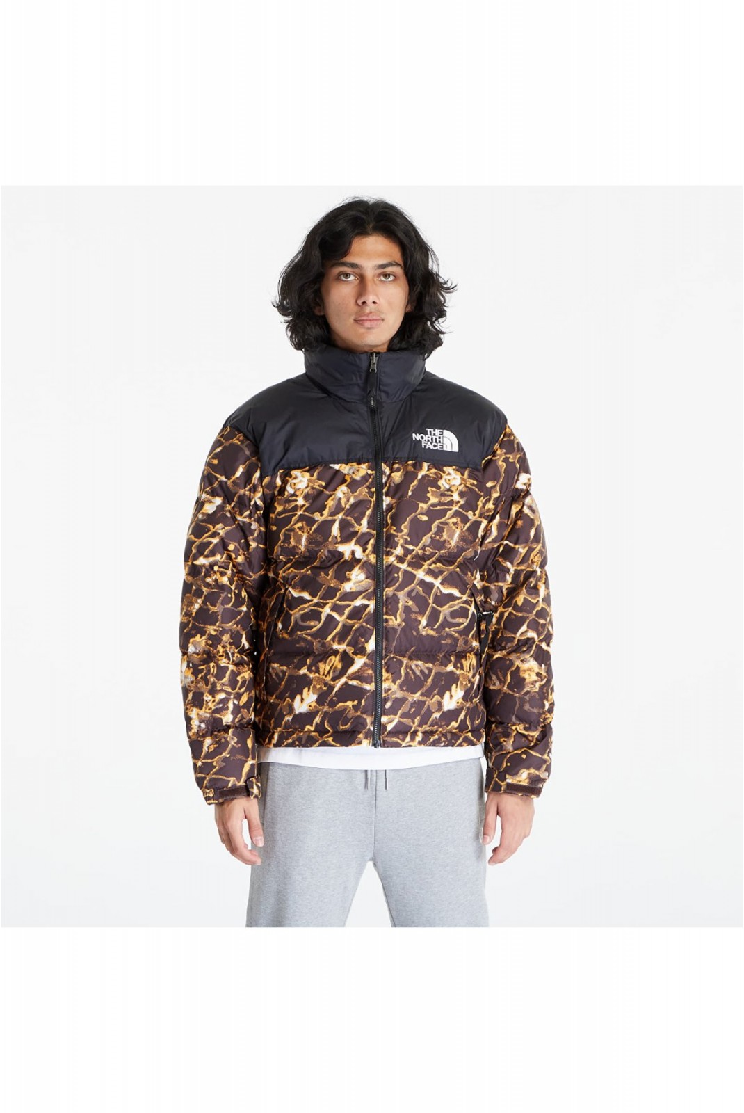 Doudoune imprimé à capuche The North Face Coal Brown Wtrdstp/Black NF0A3C8DOS31