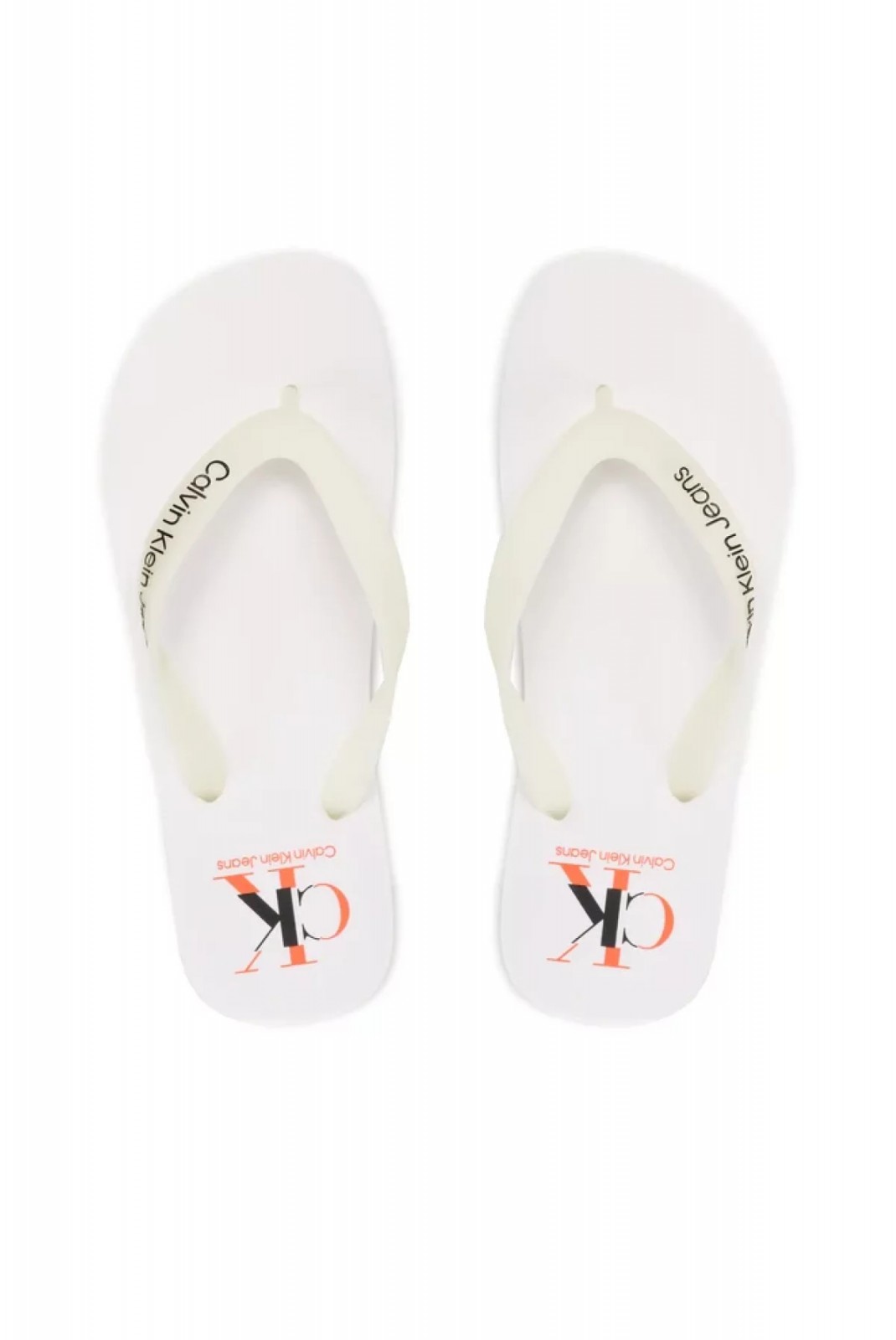 Tongs PVC logo Calvin klein YBR White YM0YM00656