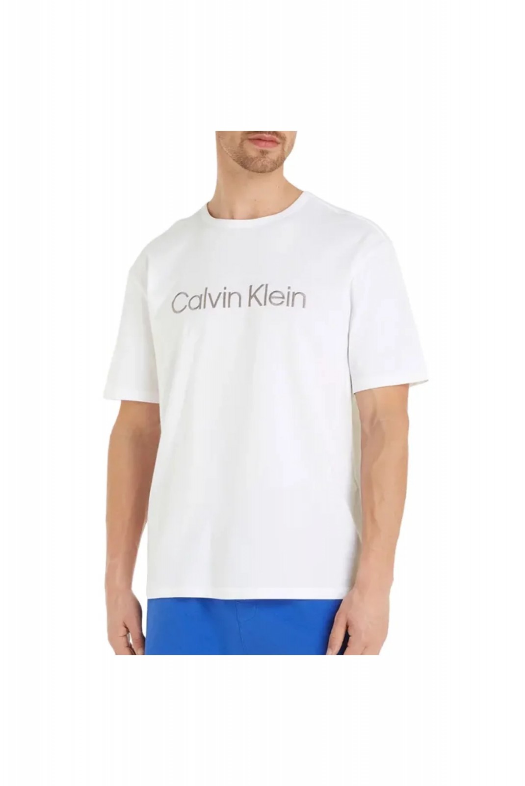 TShirt stretch logo brodé Calvin klein O76 WHITE (EIFFEL TOWER LOGO) 000NM2501E