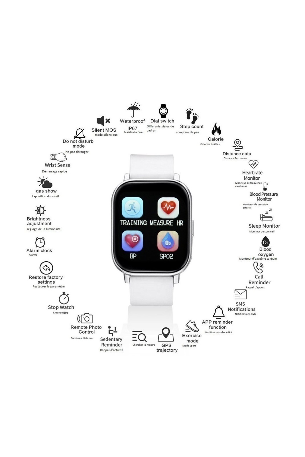 Montre Connectee Multisport Compatible Ios&Android - Blanc - WAC_102