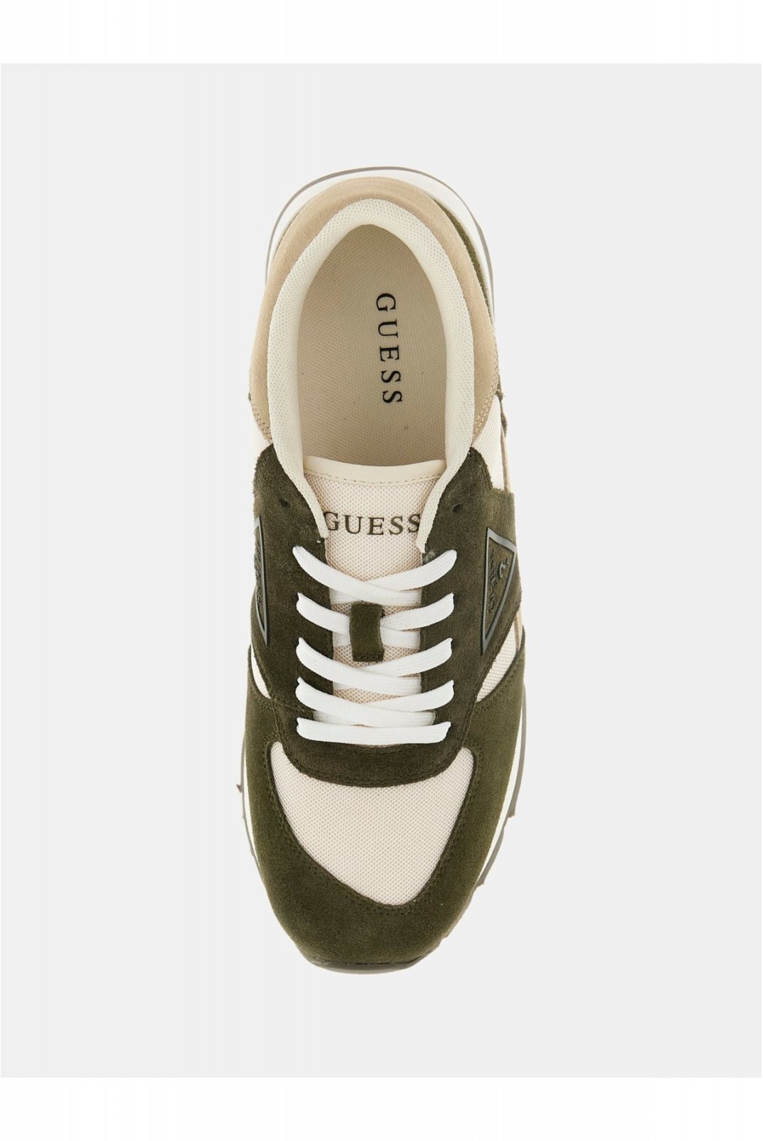 Sneakers cuir textile Guess jeans GREEN BEIGE FMFFAN FAB12