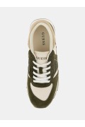 Sneakers cuir textile Guess jeans GREEN BEIGE FMFFAN FAB12