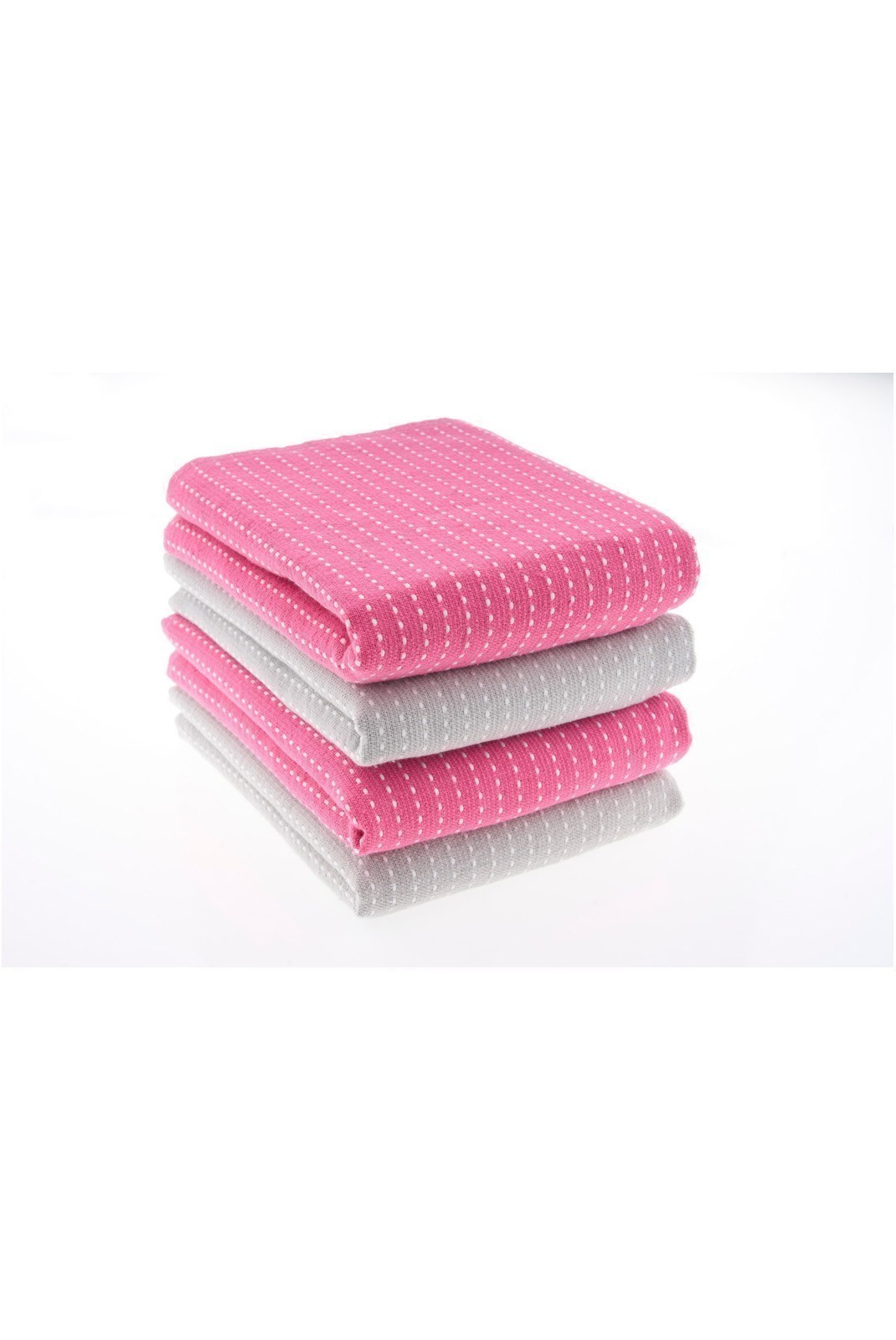 Ensemble de serviettes de lavage (4 Pièces) - Ruth - Pink / Grey - 219CFK1186