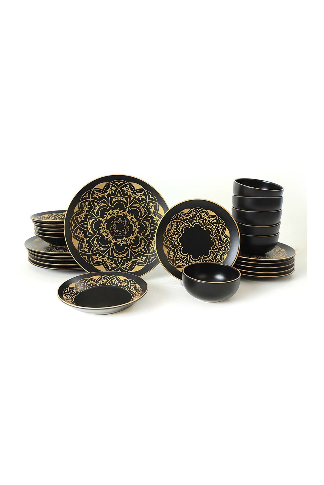 Service de table en céramique (24 pièces) - X00014151 - Black/Gold - 275KRM1940