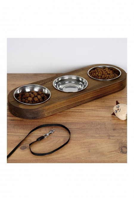 Bol de nourriture pour animaux de compagnie - Walnut - 268EVL1398