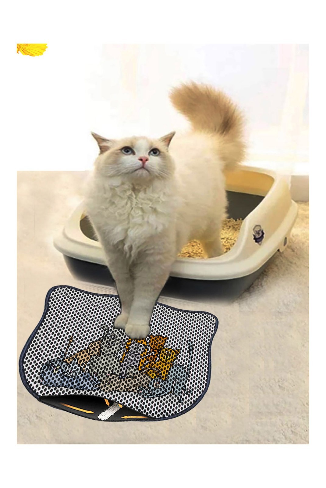 Tapis pour litière de chat - Multicolor - 686GRV1113