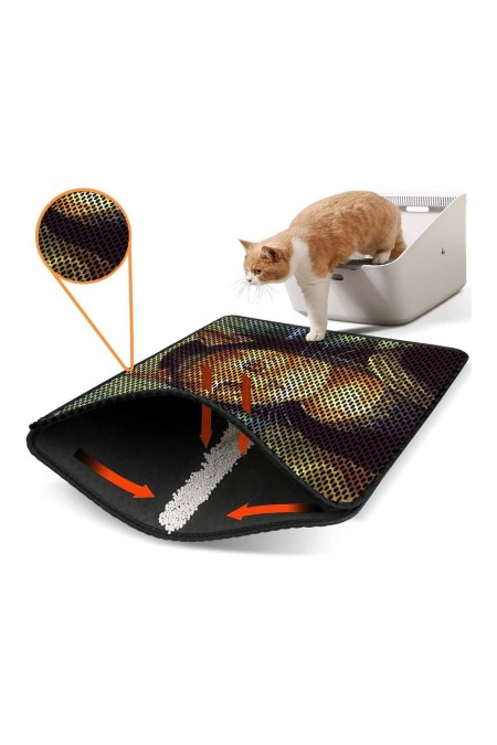 Tapis pour litière de chat - Multicolor - 686GRV1491