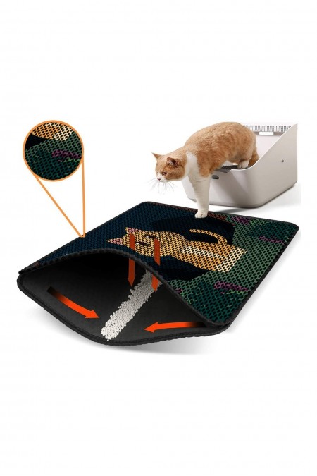 Tapis pour litière de chat - Multicolor - 686GRV1503