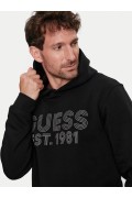 Sweat à capuche logo brodé rétro Guess jeans JBLK Jet Black A996 M4YQ36 K9Z21