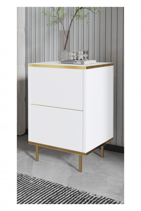 Table de nuit - White/Gold - 382NRC1805