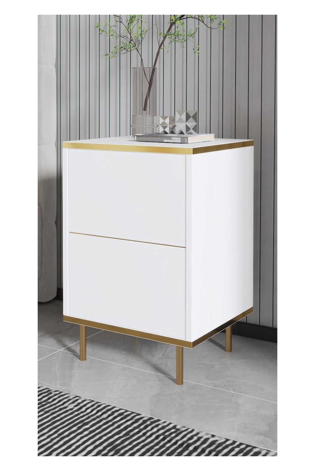 Table de nuit - White/Gold - 382NRC1805