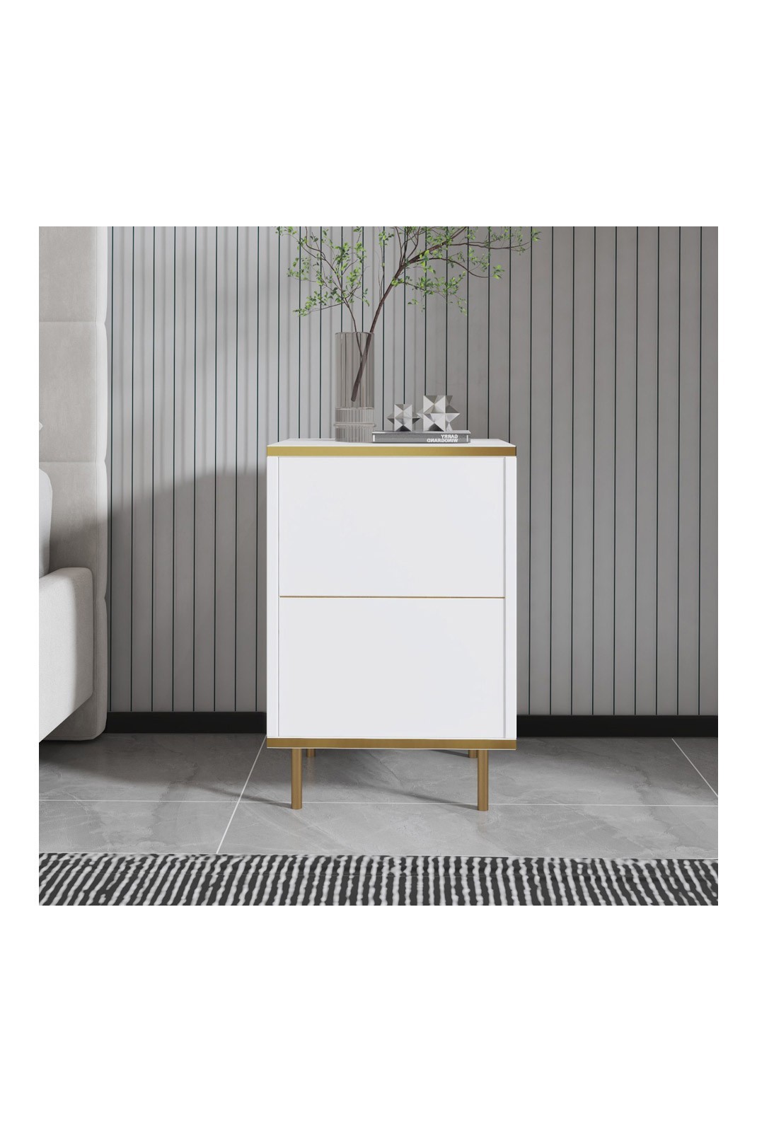 Table de nuit - White/Gold - 382NRC1805