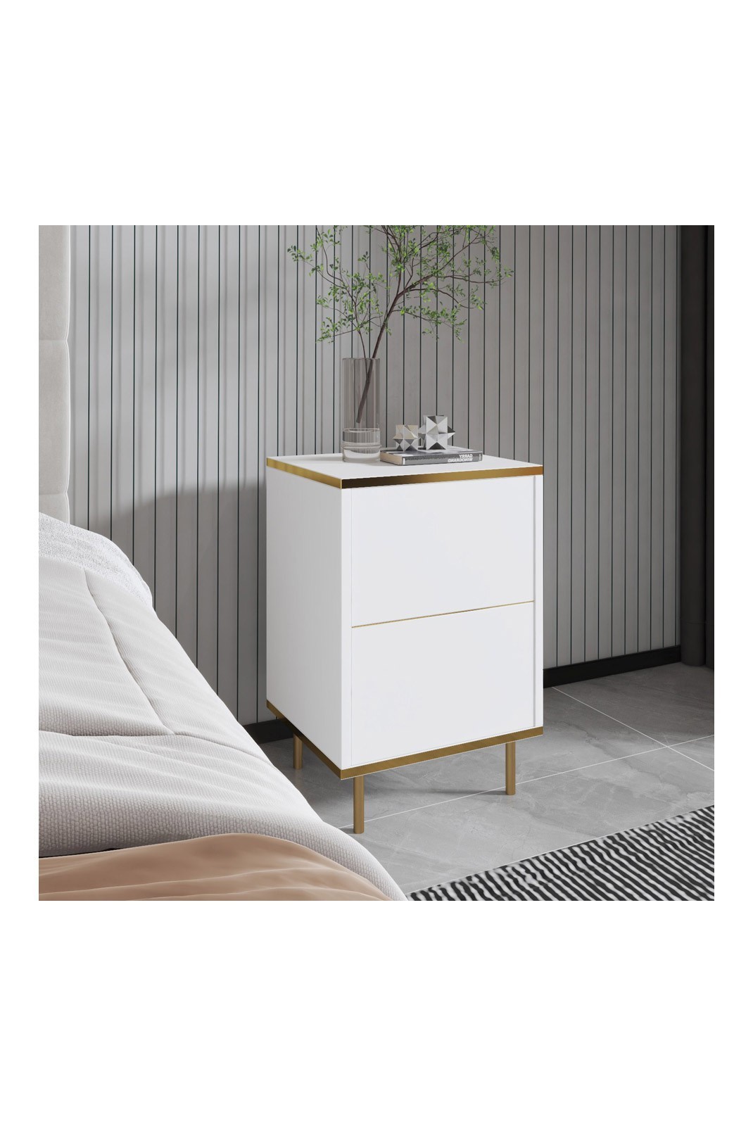 Table de nuit - White/Gold - 382NRC1805