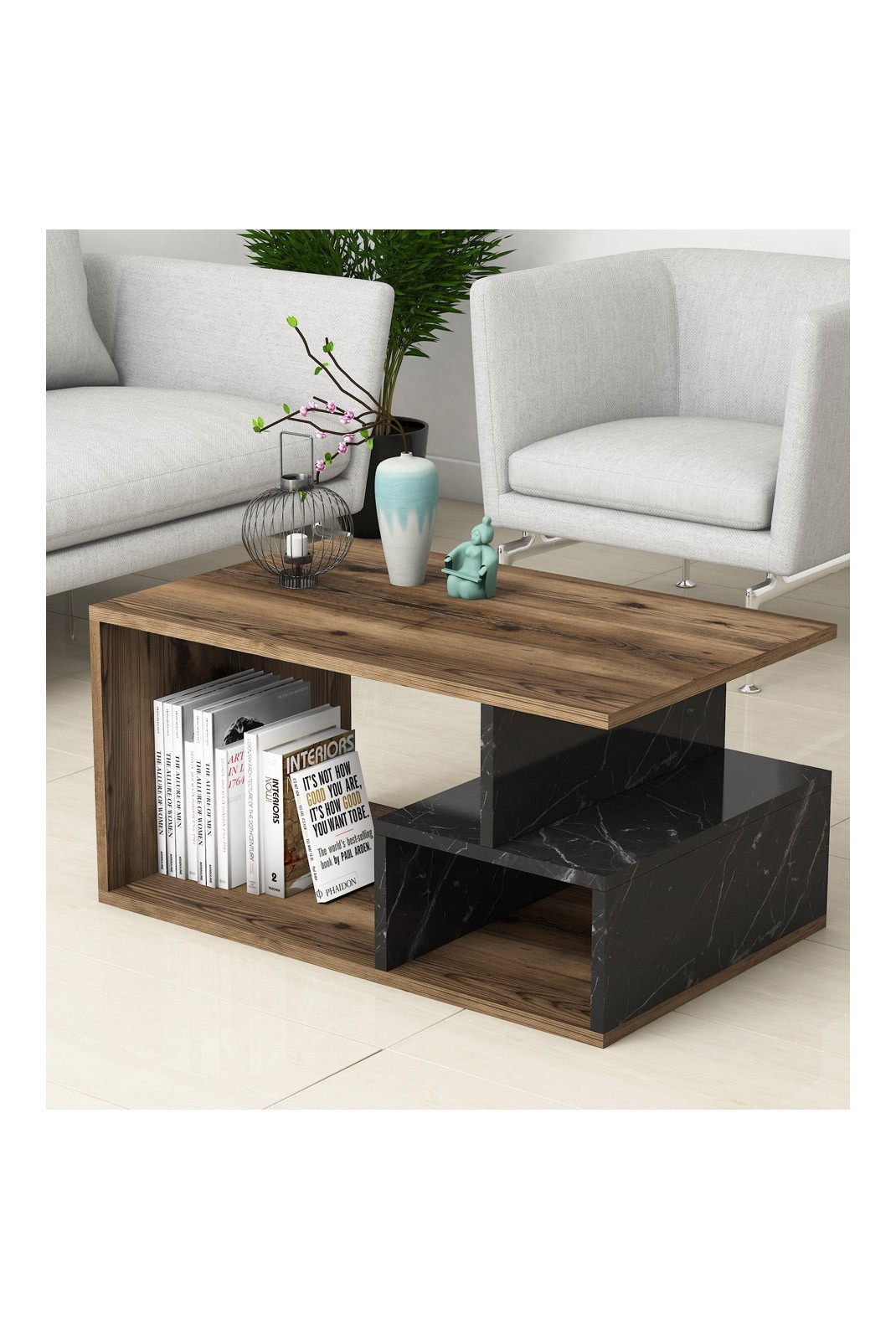 Table basse - Dark Walnut/Black Marble - 389MZA1145