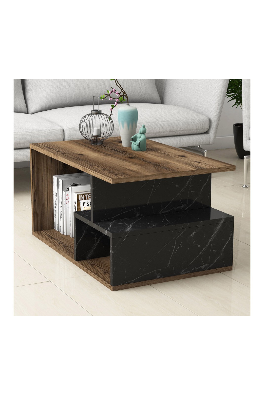 Table basse - Dark Walnut/Black Marble - 389MZA1145