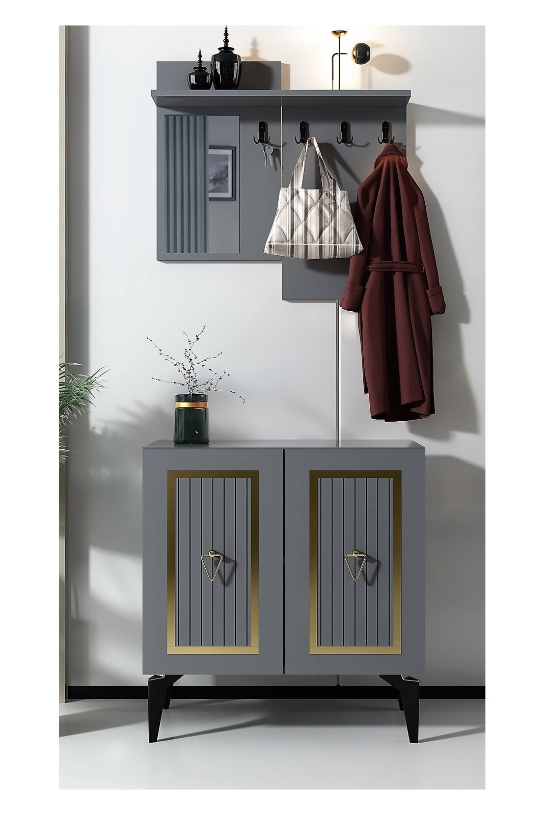 Meuble d'entrée - Anthracite/Gold - 475OLV2641