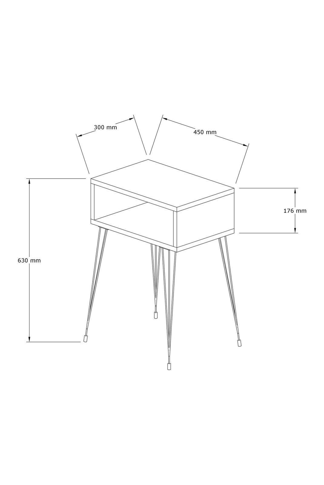 Table de nuit - Oak/Black - 495SSE1704