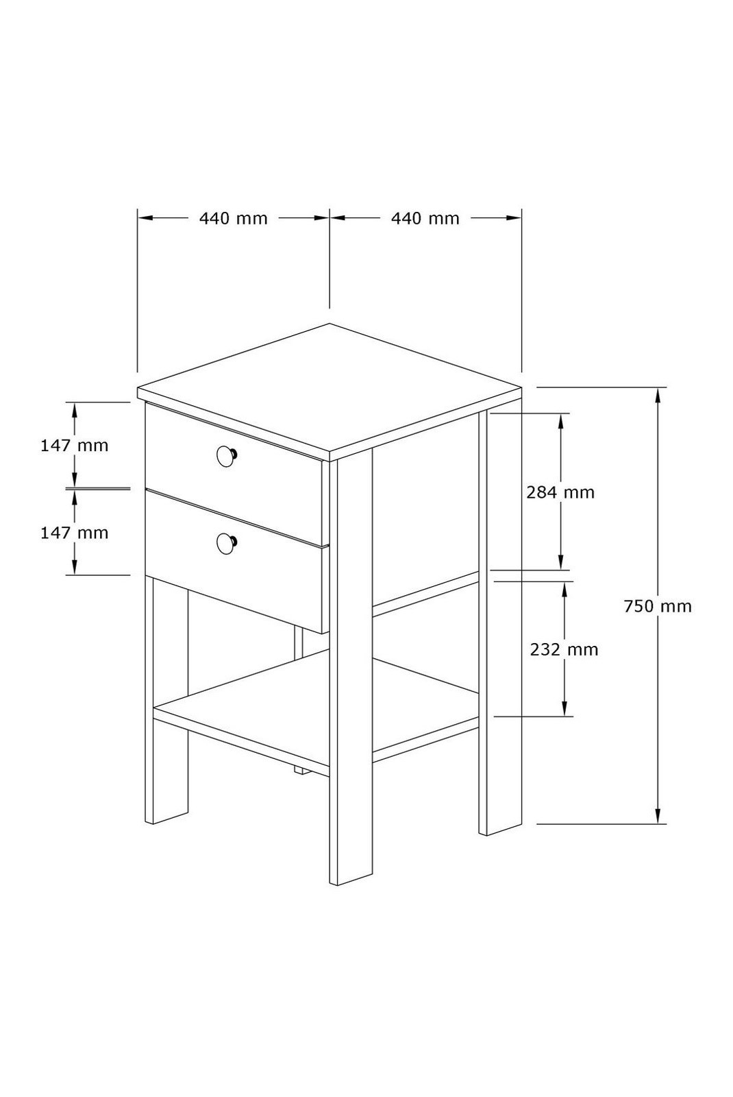 Table de nuit - White/Walnut - 835PUQ2704