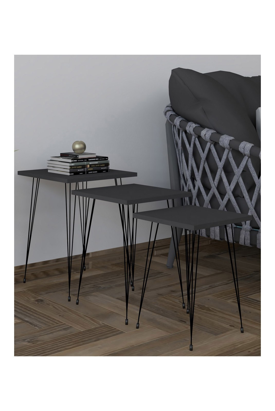 Table gigogne (3 pièces) - Black/Anthracite - 835PUQ6250