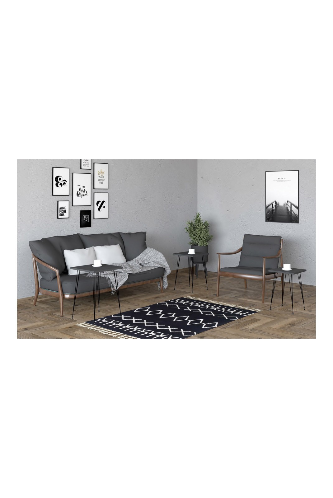 Table gigogne (3 pièces) - Black/Anthracite - 835PUQ6250