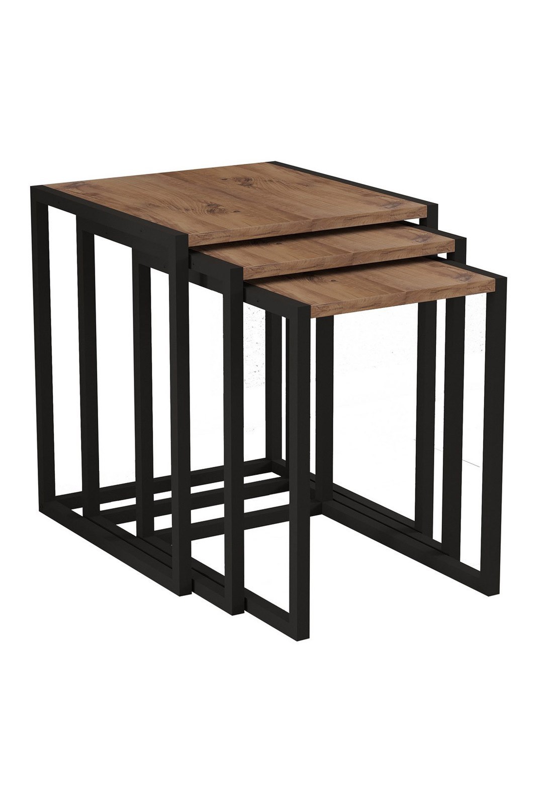 Table gigogne (3 pièces) - Black/Atlantic Pine - 835PUQ6258