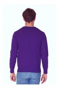 Pull col V classique à manches longues tricotage en 3 fils - Violet  - WFM120