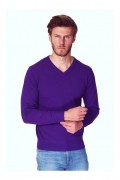 Pull col V classique à manches longues tricotage en 3 fils - Violet  - WFM120