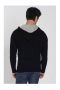 Pull à l'intérieur capuche en bi-couleur en 2 fils - WDF - Noir/Givre - WFM66