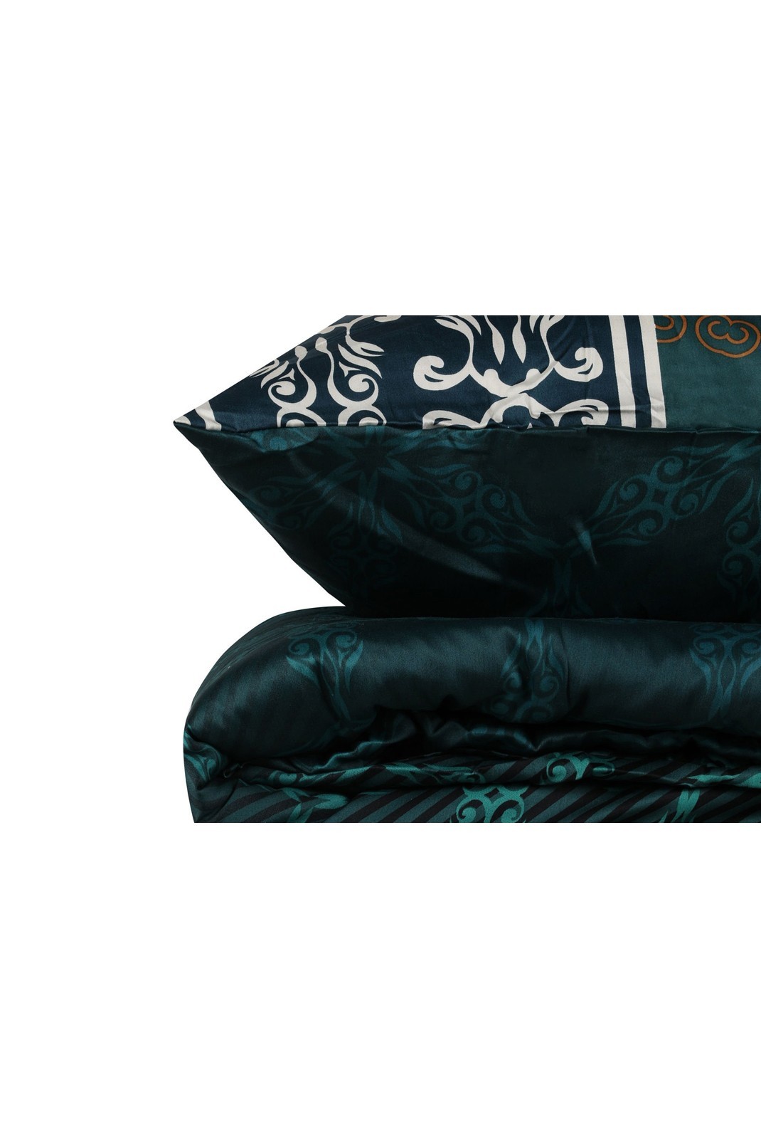 Ensemble housse de couette + taie d'oreiller  140x200 - Dark Green / Mustard / Brown - 121VCT33242