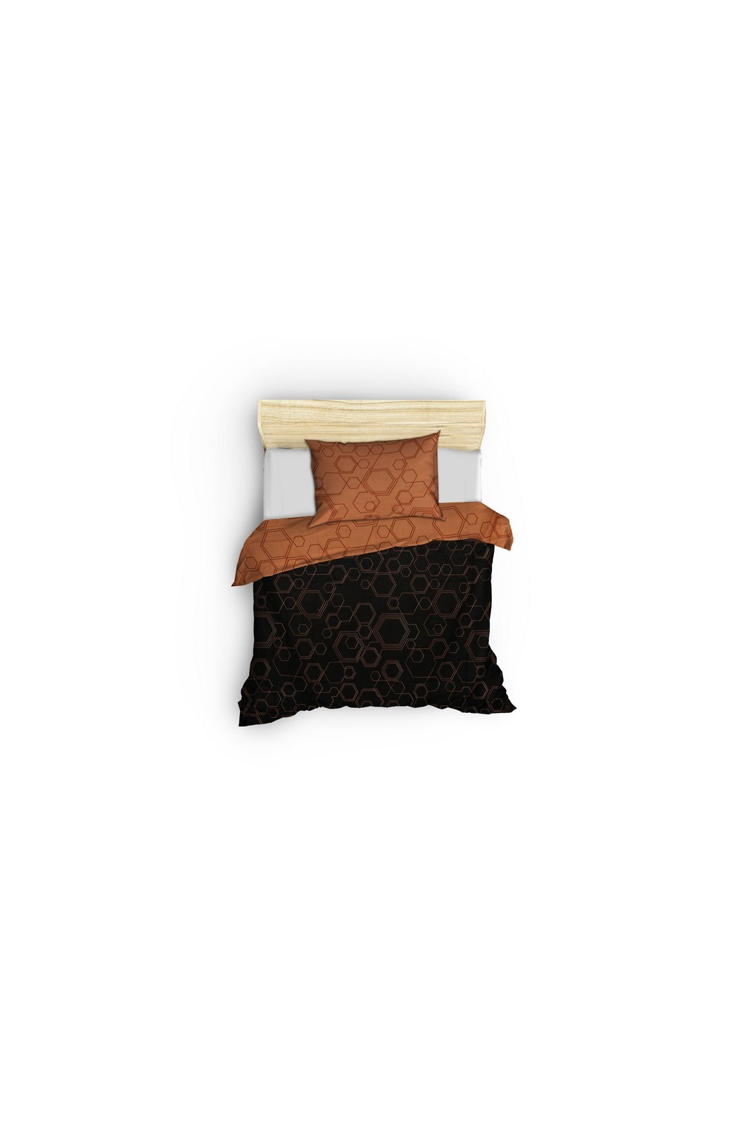 Ensemble housse de couette + taie d'oreiller  140x200 - Copper / Black - 129CTN32708