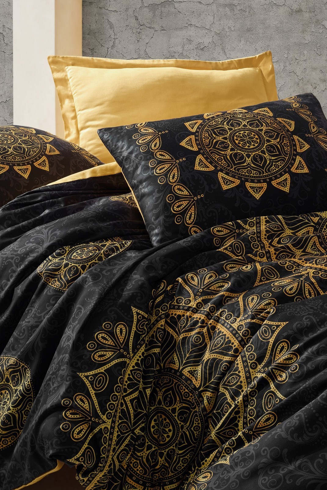 Ensemble housse de couette + taie d'oreiller  240x220 - Gold / Black - 129CTN63660