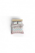 Ensemble housse de couette + taie d'oreiller 240x220 - Turquoise / Salmon / Cream - 143EPJ61436