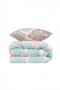 Ensemble housse de couette + taie d'oreiller 240x220 - Turquoise / Salmon / Cream - 143EPJ61436