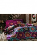 Ensemble housse de couette + taie d'oreiller  240x220 - Fuchsia / Turquoise / Yellow / Orange - 182TRK62220