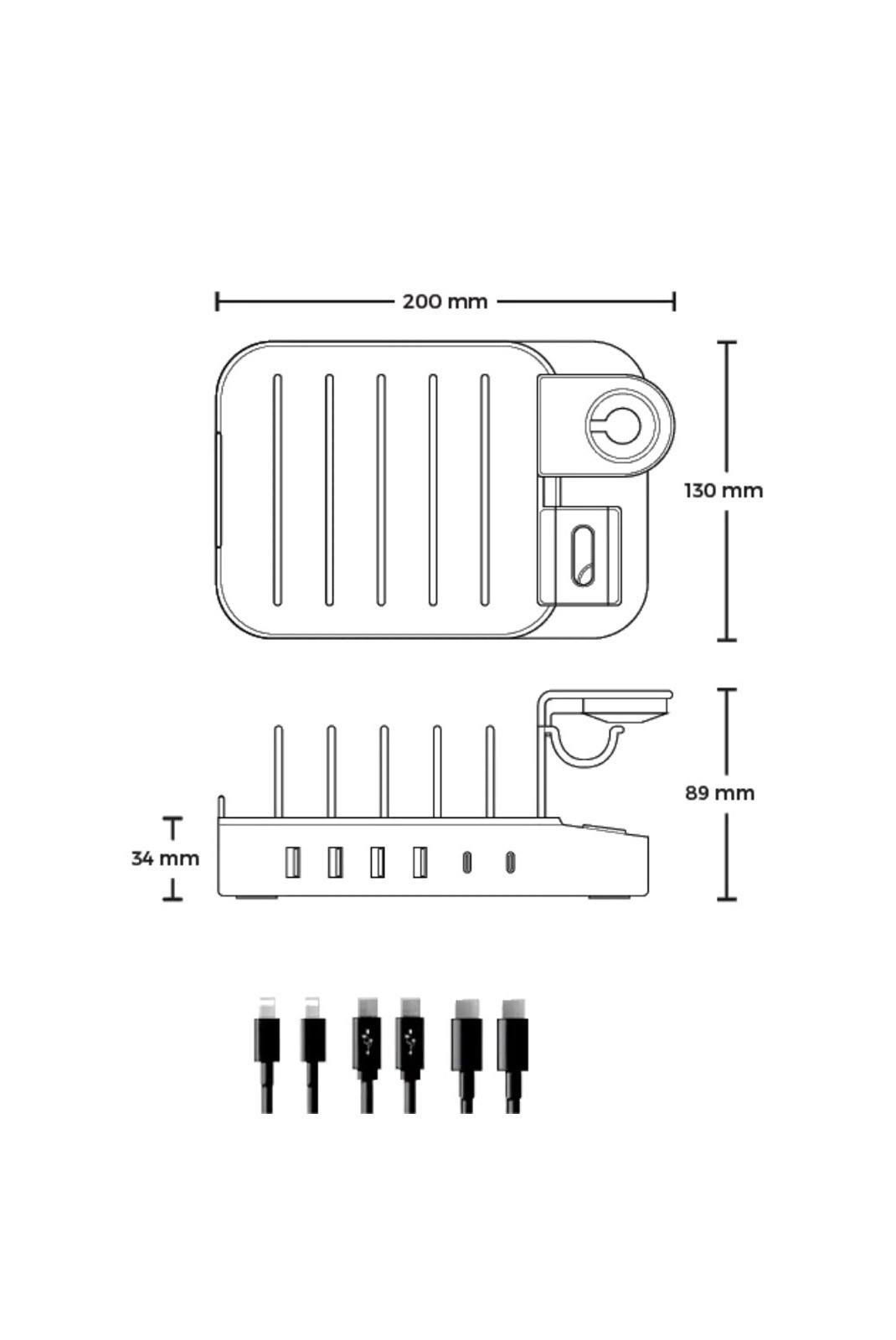 Station de charge 6 en 1 + 6 câbles - MGODOCK6IN1CABLES