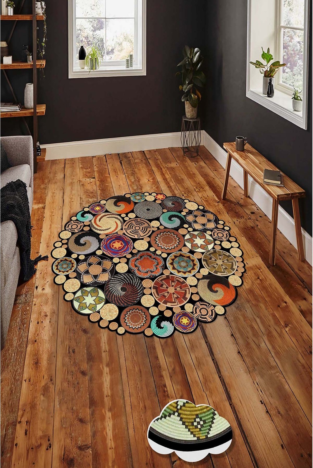 Tapis rond  - 80cm - Multicolor - 478HFT3268