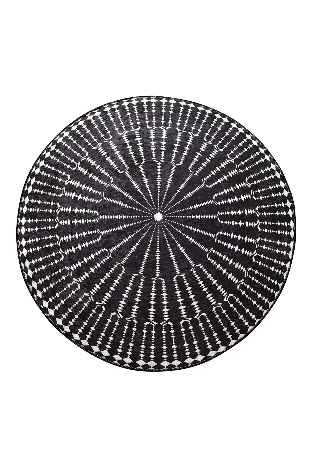 Tapis rond  - 100cm - Black / White - 882CHL2999