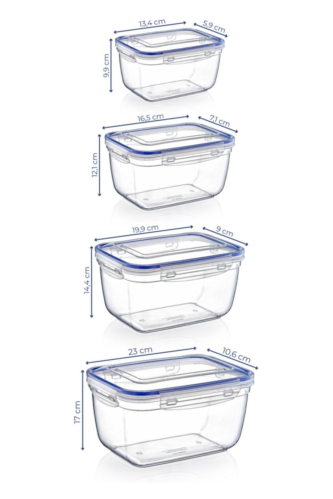 Lot de boîtes de rangement (4 pièces) - 30148 - Transparent - 964FRM1139 STORAGE  964FRM1139