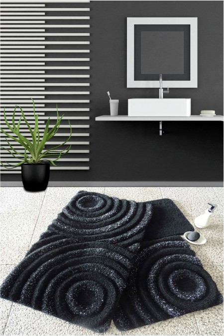 Tapis de bain - Set (3 Pièces) - Wave - Black - 351ALS2021