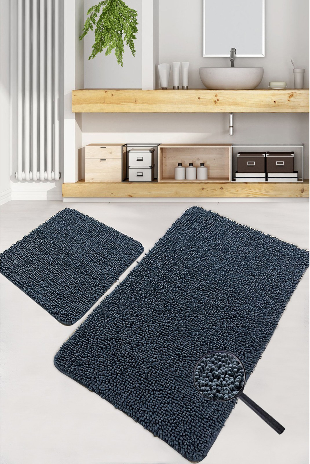 Ensemble de tapis de bain(2 Pièces) - Victoria - Dark Grey - Dark Grey - 351ALS2210