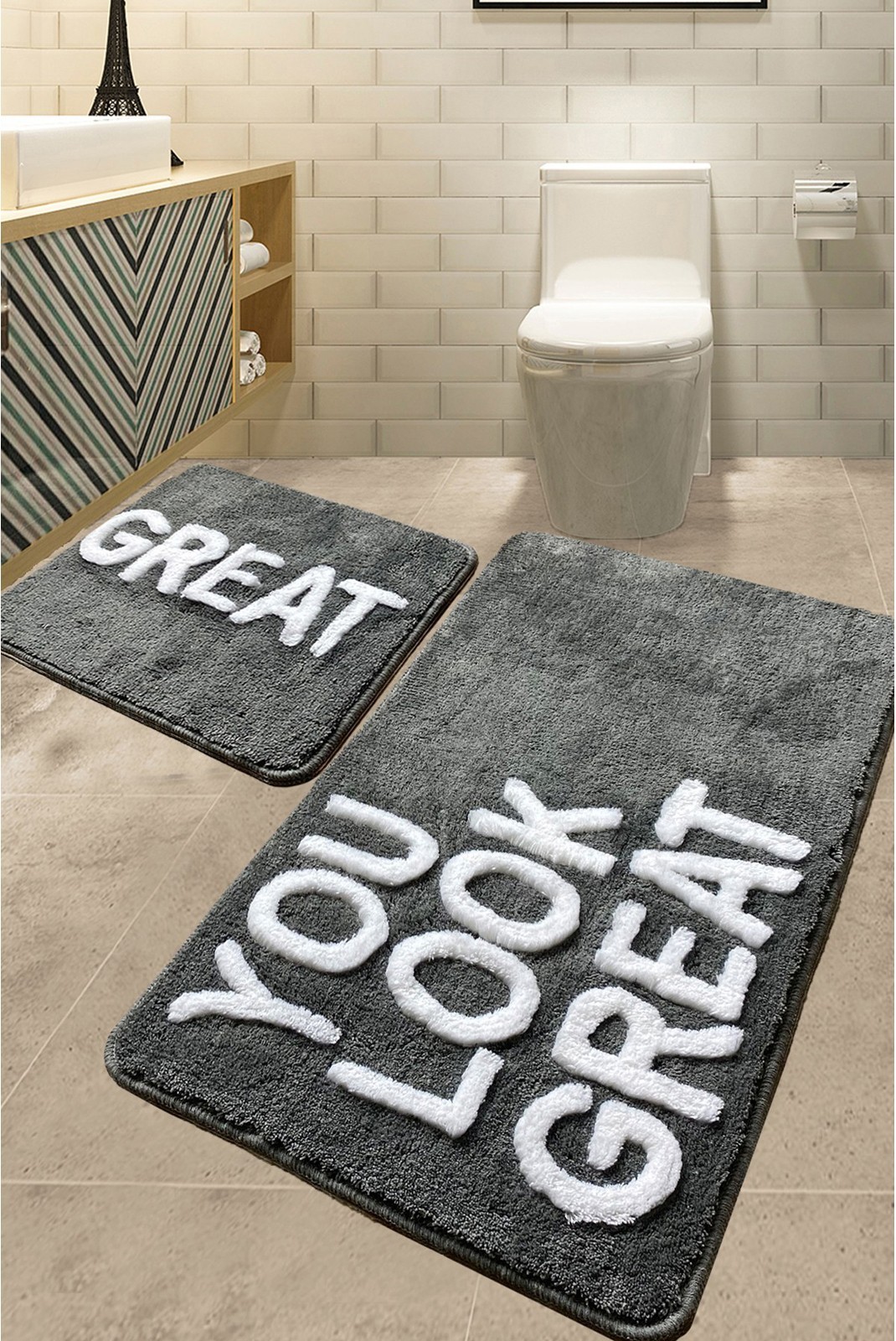 Tapis de bain (2 Pieces) - Great - Grey - 359CHL2460