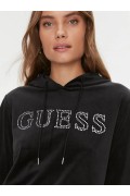 Sweat à capuche logo strass Guess jeans JBLK Jet Black A996 V4RQ25 KBXI2