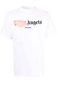 TShirt print logo sprayed Palm Angels WHITE/PINK PMAA001S21JER0340130