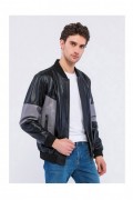 Veste en cuir - BASICS & MORE - Black-Grey - BA1167984