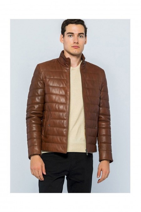 Veste en cuir - BASICS & MORE - Chestnut - BA123565