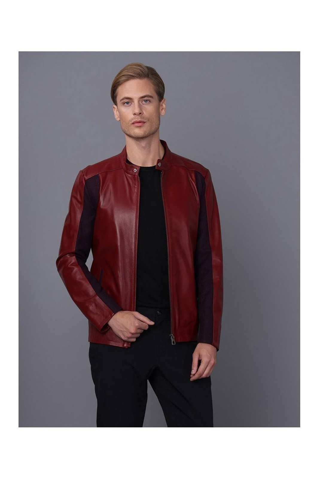 Veste en cuir - BASICS & MORE - Bordeaux - BA1381910