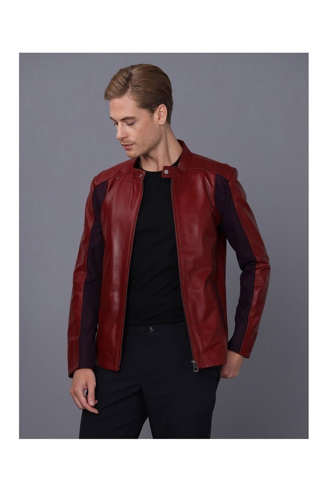 Veste en cuir - BASICS & MORE - Bordeaux - BA1381910