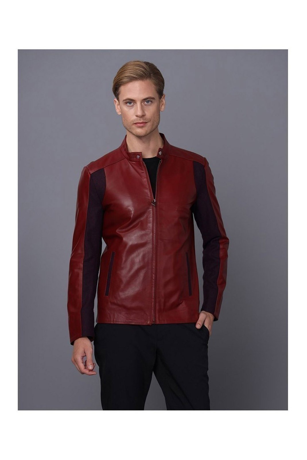 Veste en cuir - BASICS & MORE - Bordeaux - BA1381910