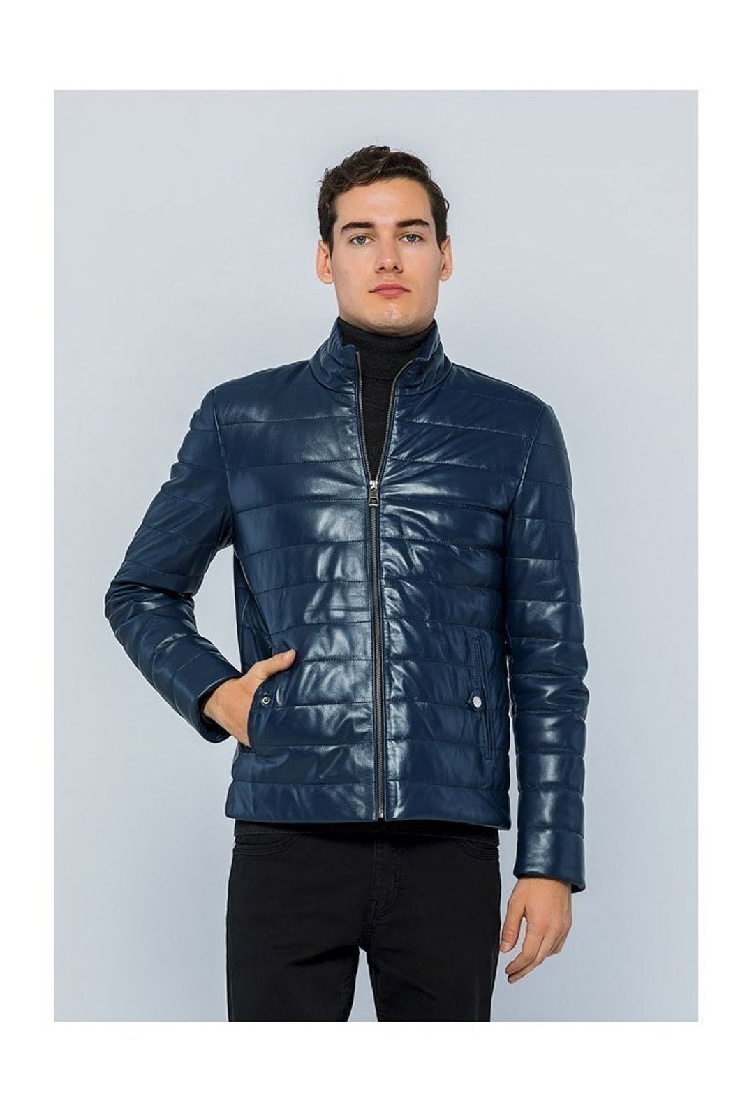 Veste en cuir - BASICS & MORE - Dark Blue - BA203144