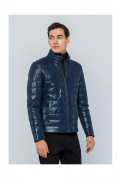 Veste en cuir - BASICS & MORE - Dark Blue - BA203144